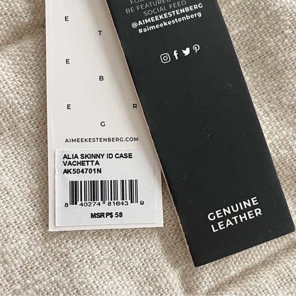 ❤️ NWT Aimee Kestenberg Alia Slim ID Wallet Tan Vachetta Leather - Picture 7 of 7